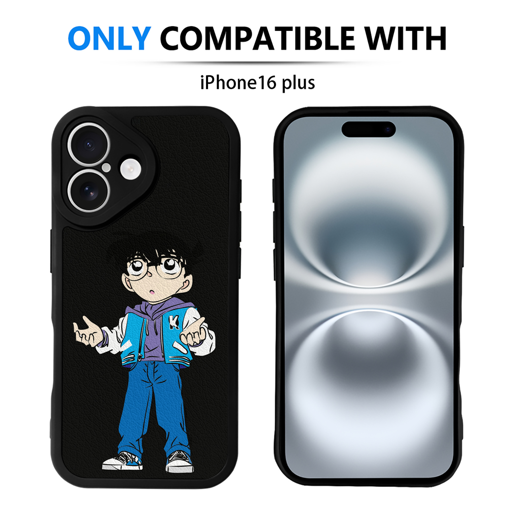 （画像用） 名探偵コナン 江戸川 コナン Detective Conan Conan Edogawa 【iPhone 16シリーズ対応】シリコンスマホケース（レザー調） 材質：シリコン